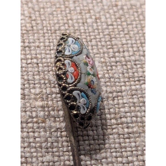 19th C. Estate Micro Mosaic Stick/Hat Pin - Picture 3 of 5